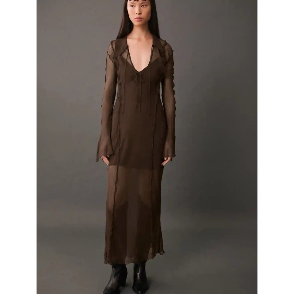 Mango sheer ruffle dress